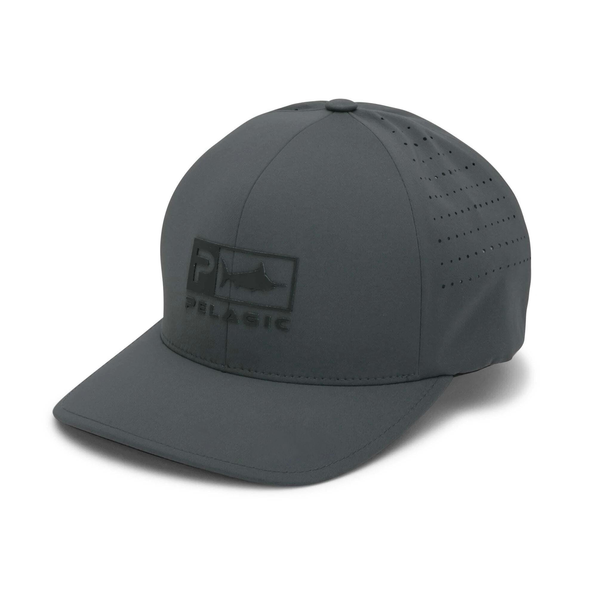 Pelagic Flexfit Delta Icon Fishing Hat Angle - Gray