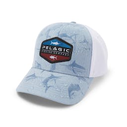 Pelagic Offshore Trucker Hat - DeepSea Species Blue Wet View Thumbnail}