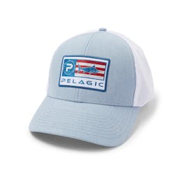 Pelagic Offshore Trucker Hat - DeepSea Americamo Blue Dry View Thumbnail}