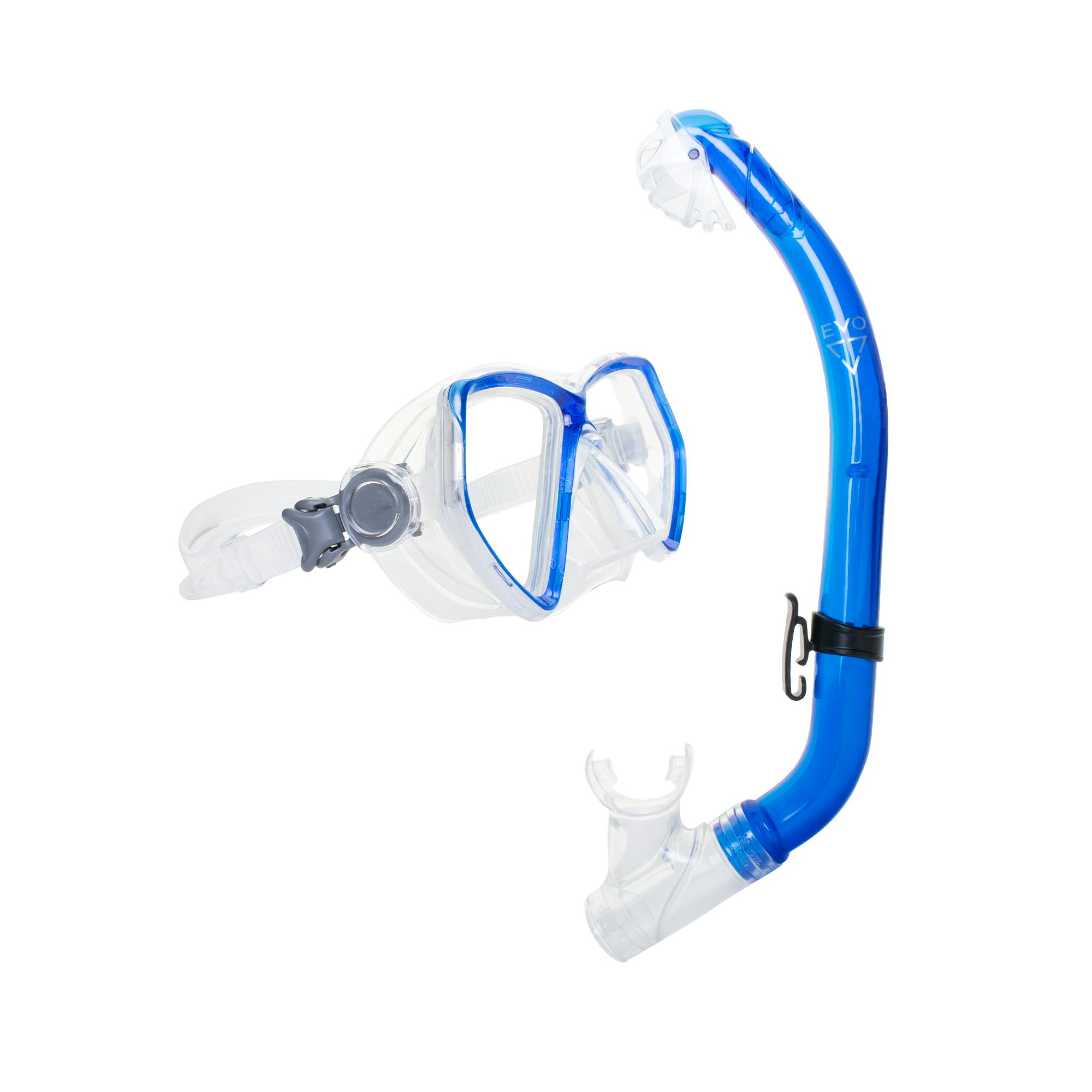 EVO Junior Dry Snorkel and Dual Lens Mask Combo - Blue