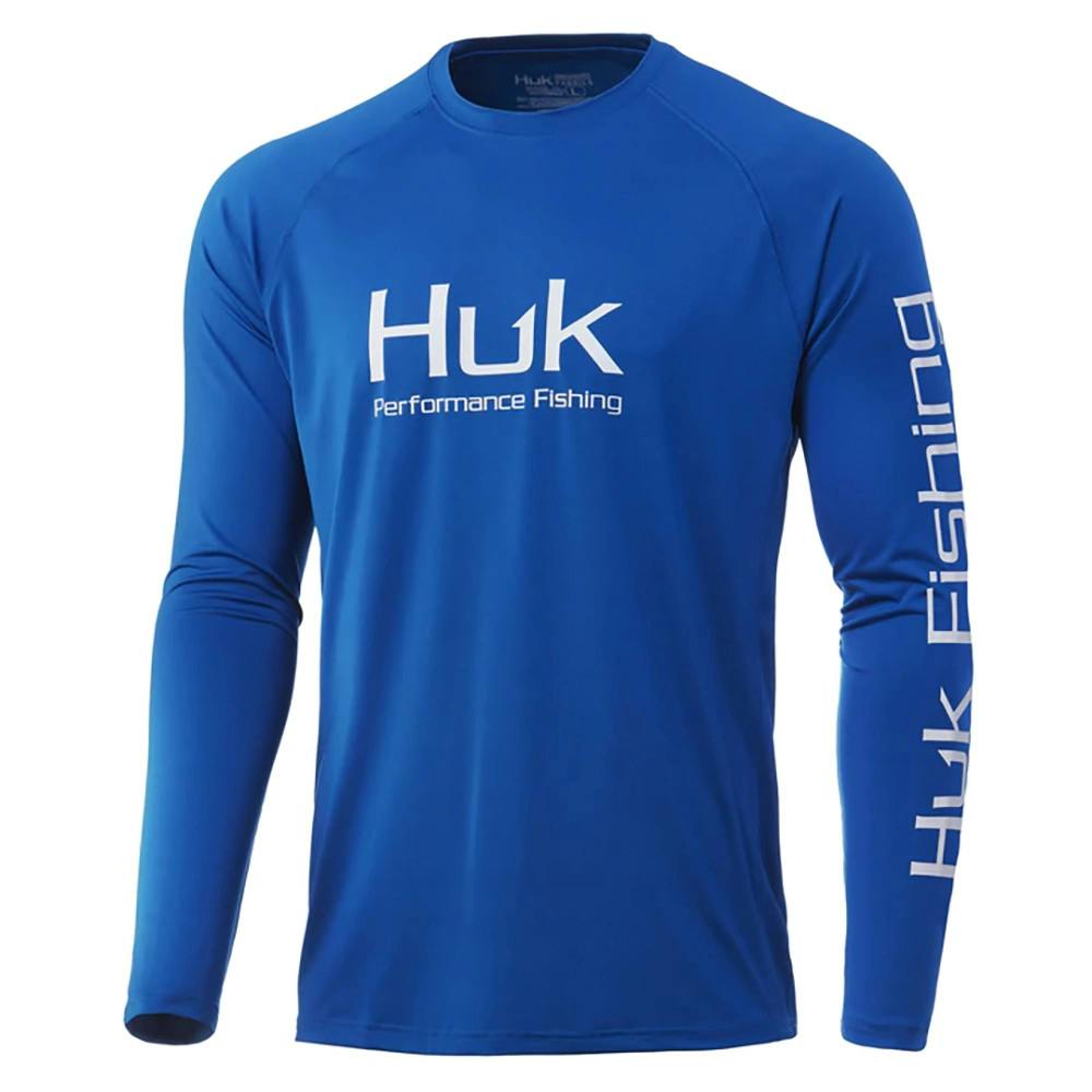 Huk Pursuit Vented Long Sleeve Performance Shirt Front - Huk Blue
