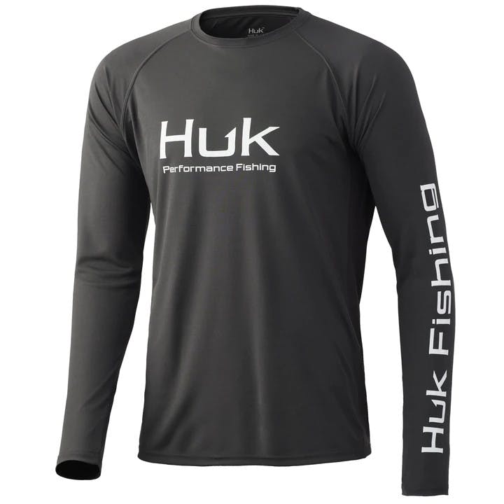 Huk Pursuit Vented Long Sleeve Performance Shirt Front - Volcanic Ash