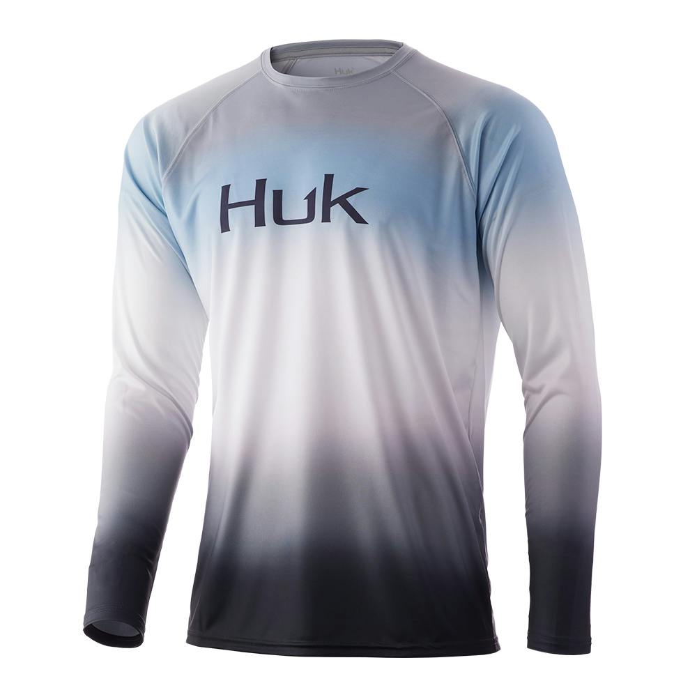 Huk Flare Fade Pursuit Long Sleeve Performance Shirt - Overcast Grey