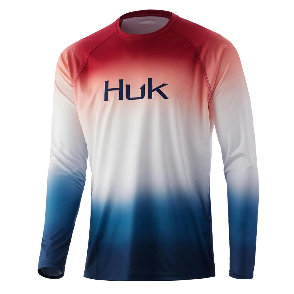 Huk Flare Fade Pursuit Long Sleeve Performance Shirt - Americana