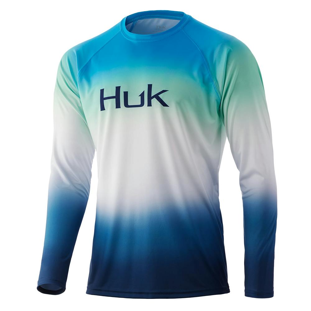 Huk Flare Fade Pursuit Long Sleeve Performance Shirt - Malibu Blue