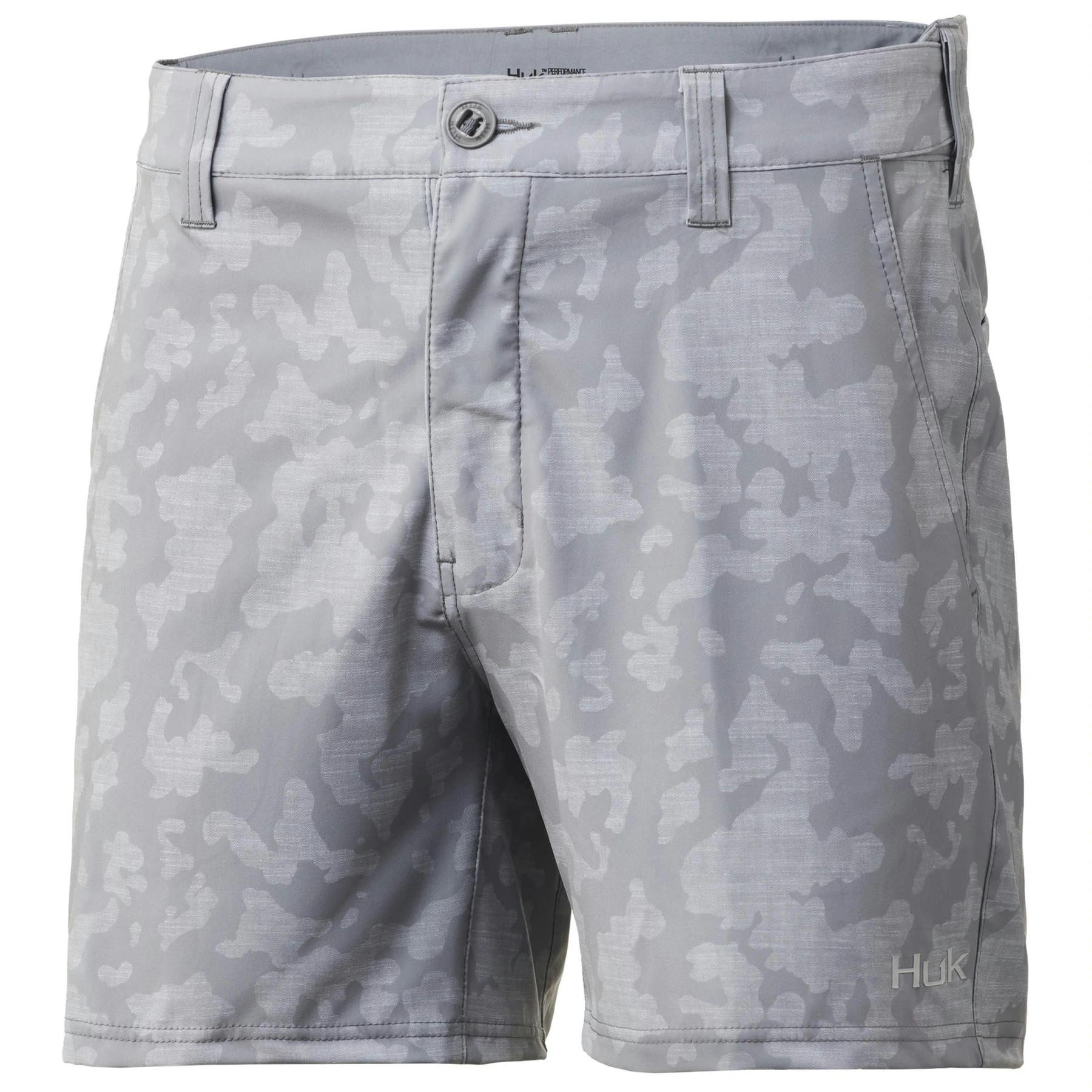 Huk Pursuit Running Lakes Shorts Front - Overcast Gray