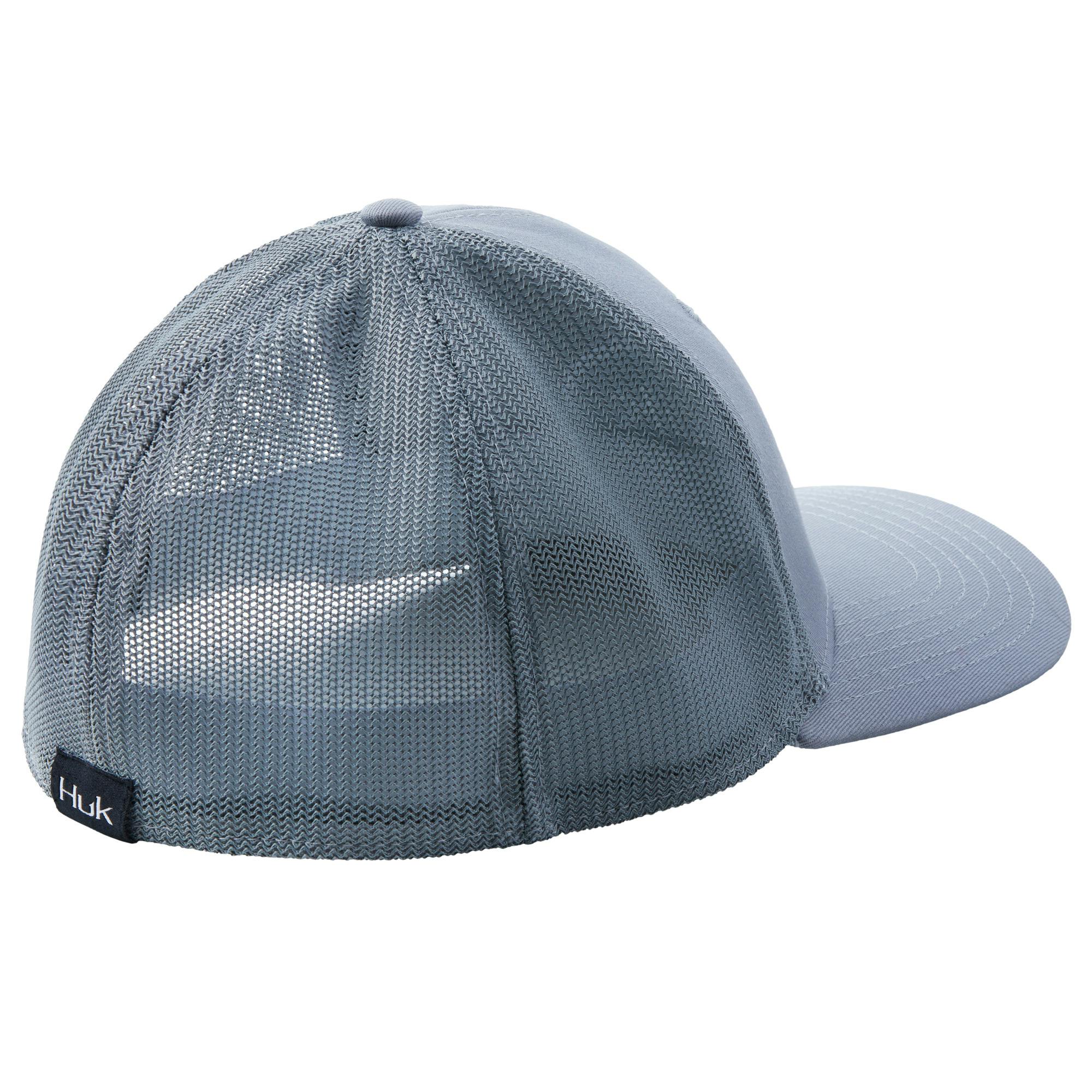 Huk Scaled Logo Stretch Trucker Hat Back - Overcast Grey