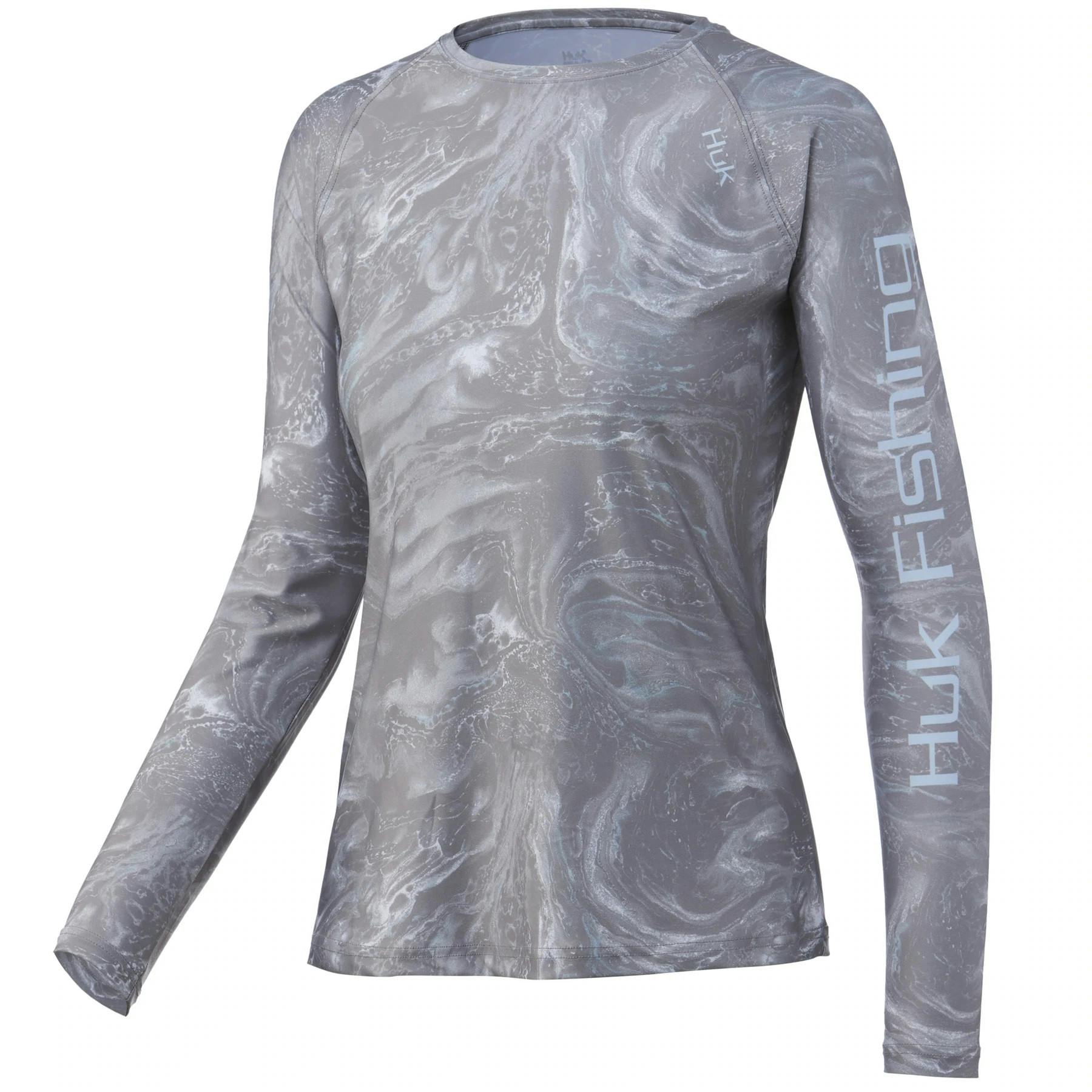 Huk Women's Stone Shore Pursuit Performance Shirt Front - Overcast Gray