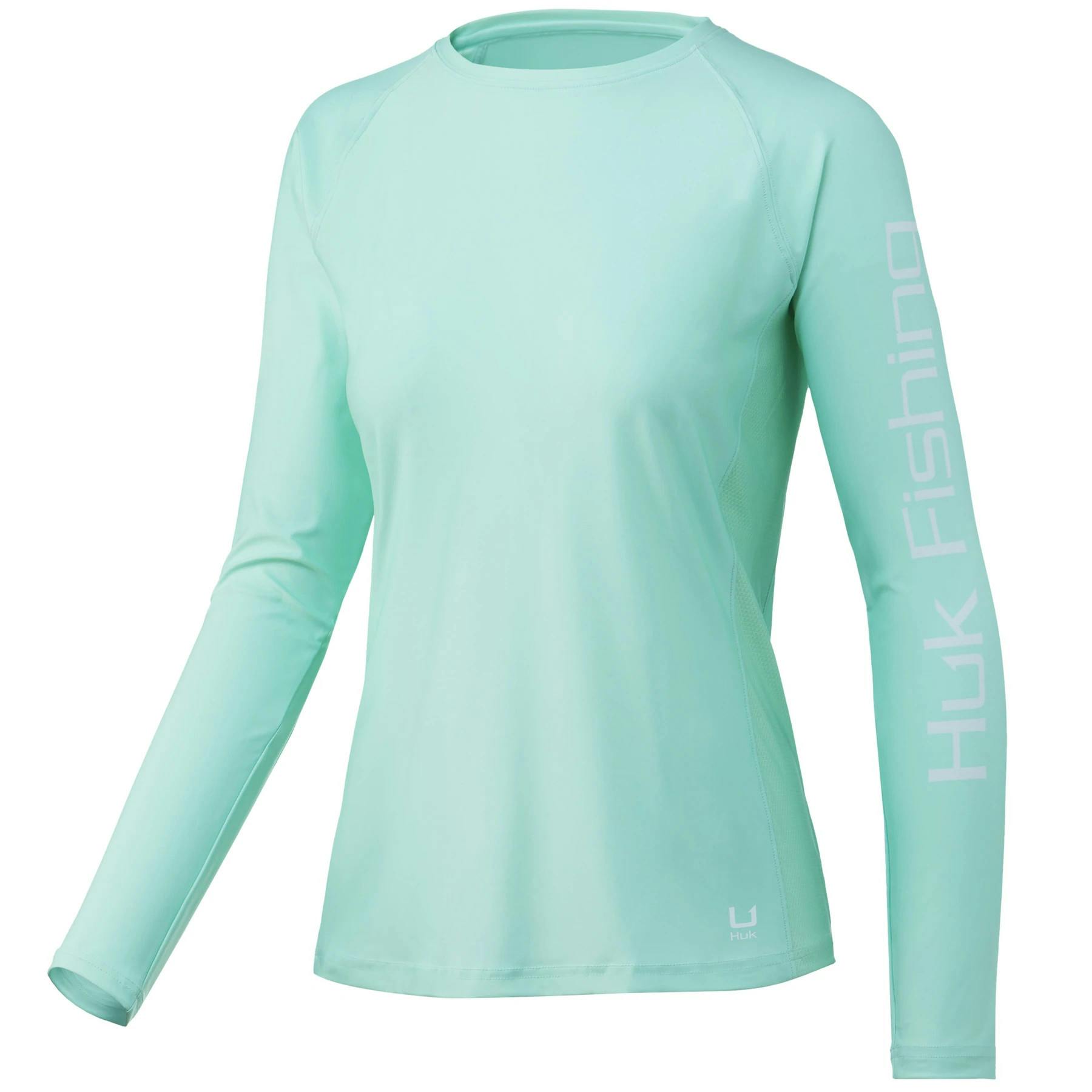 Huk Scaled Logo Pursuit Performance Long Sleeve Shirt Front - Beach Glass