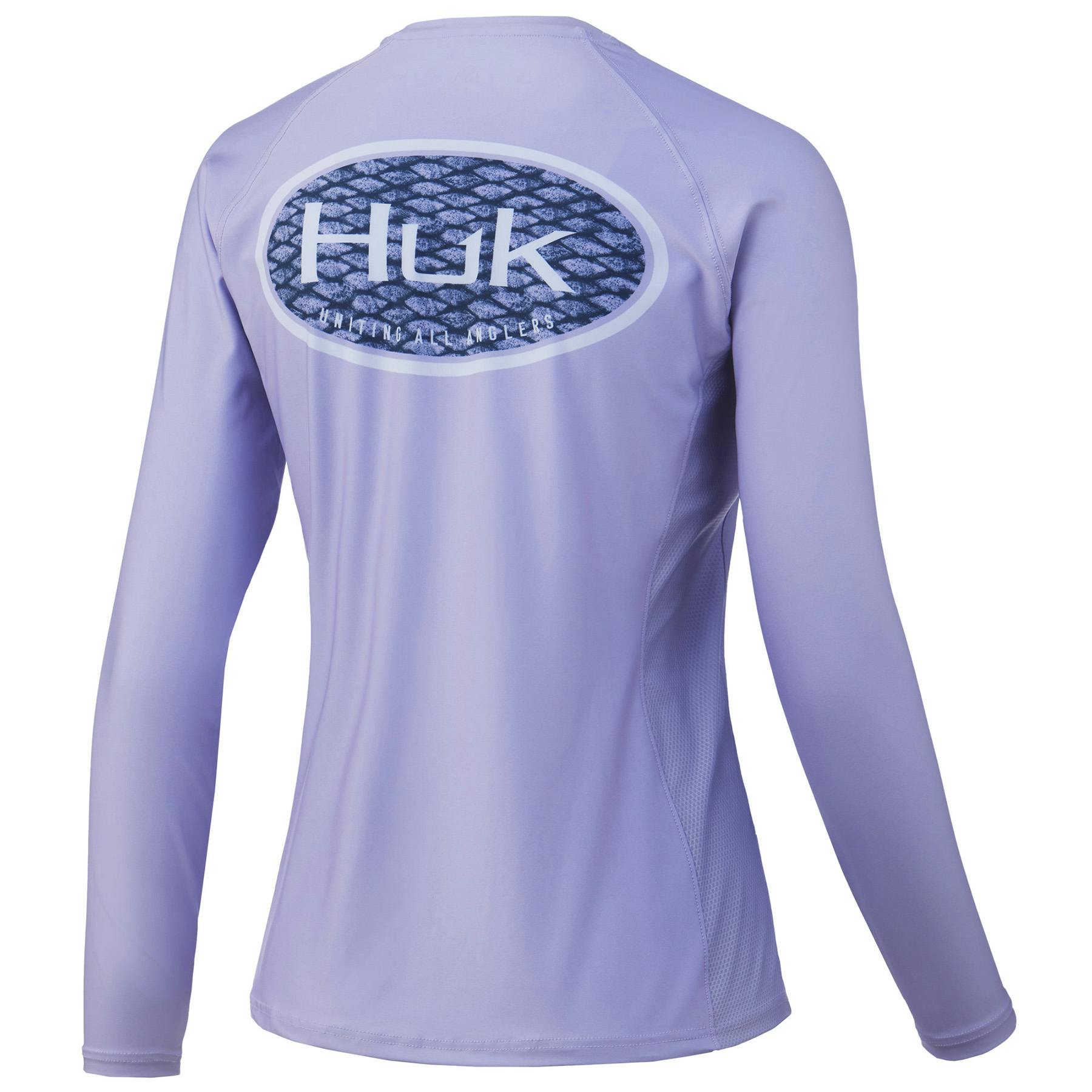Huk Scaled Logo Pursuit Performance Long Sleeve Shirt Back - Lavender