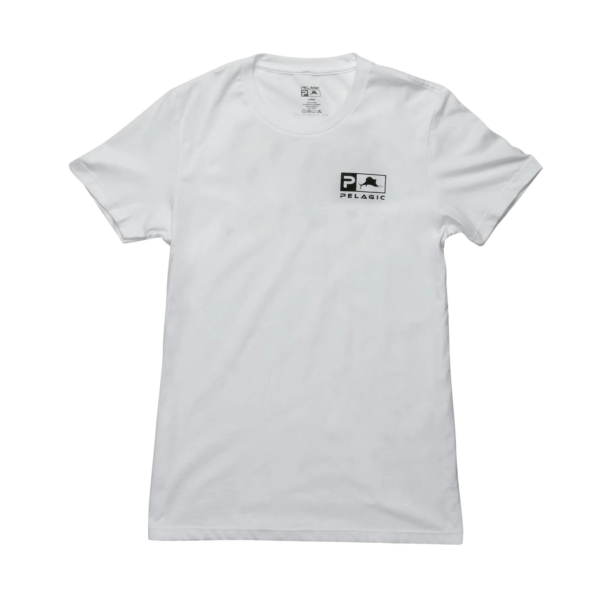Pelagic Icon Fishing T-Shirt (Women's) Front - White