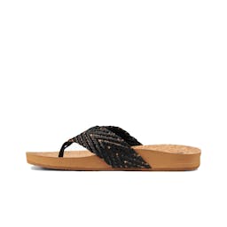 REEF Cushion Strand Sandals Side - Black/Natural Thumbnail}