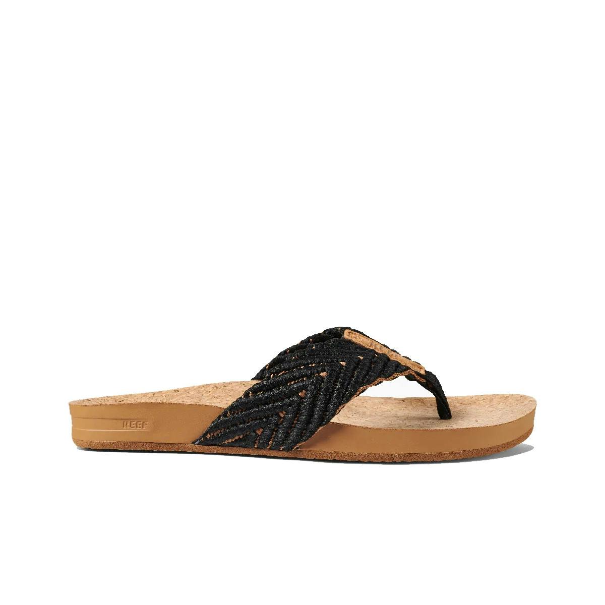 REEF Cushion Strand Sandals Side 2 - Black/Natural