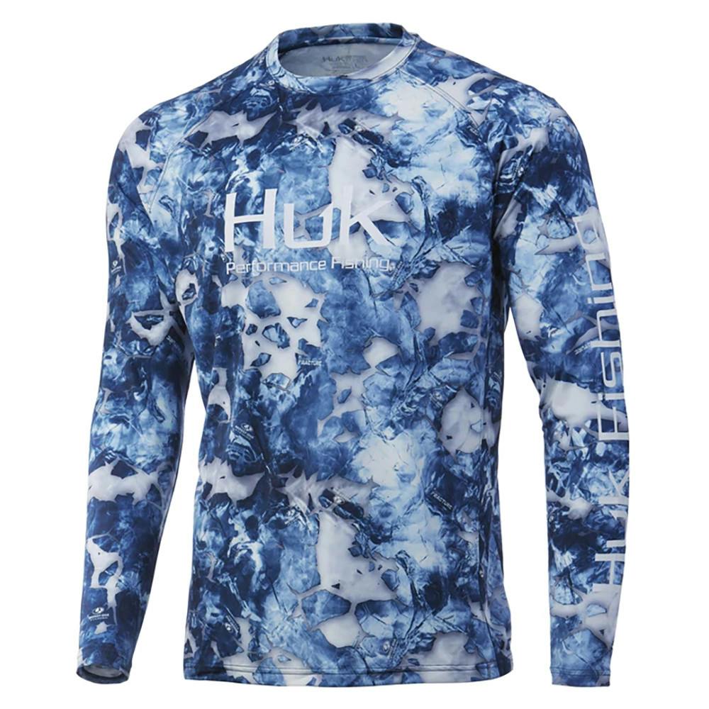 Huk Vented Mossy Oak Fracture Pursuit Long Sleeve Performance Shirt Front - MO Barracuda
