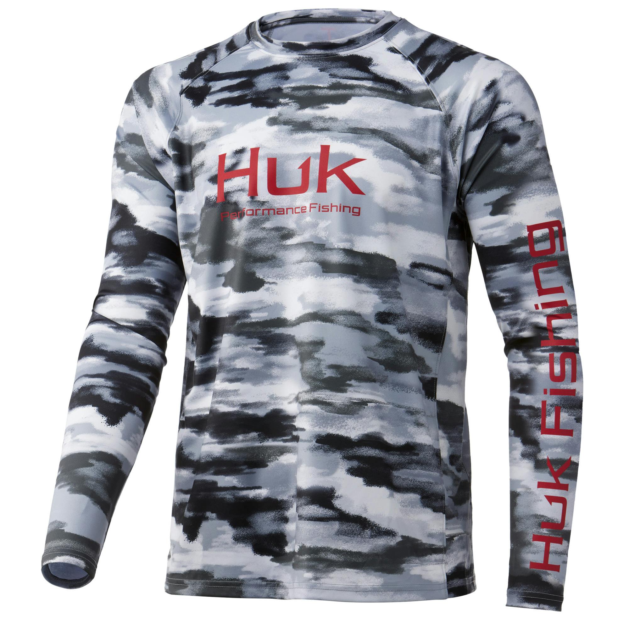 Huk Pursuit Edisto Long Sleeve Performance Shirt Front - Overcast Grey