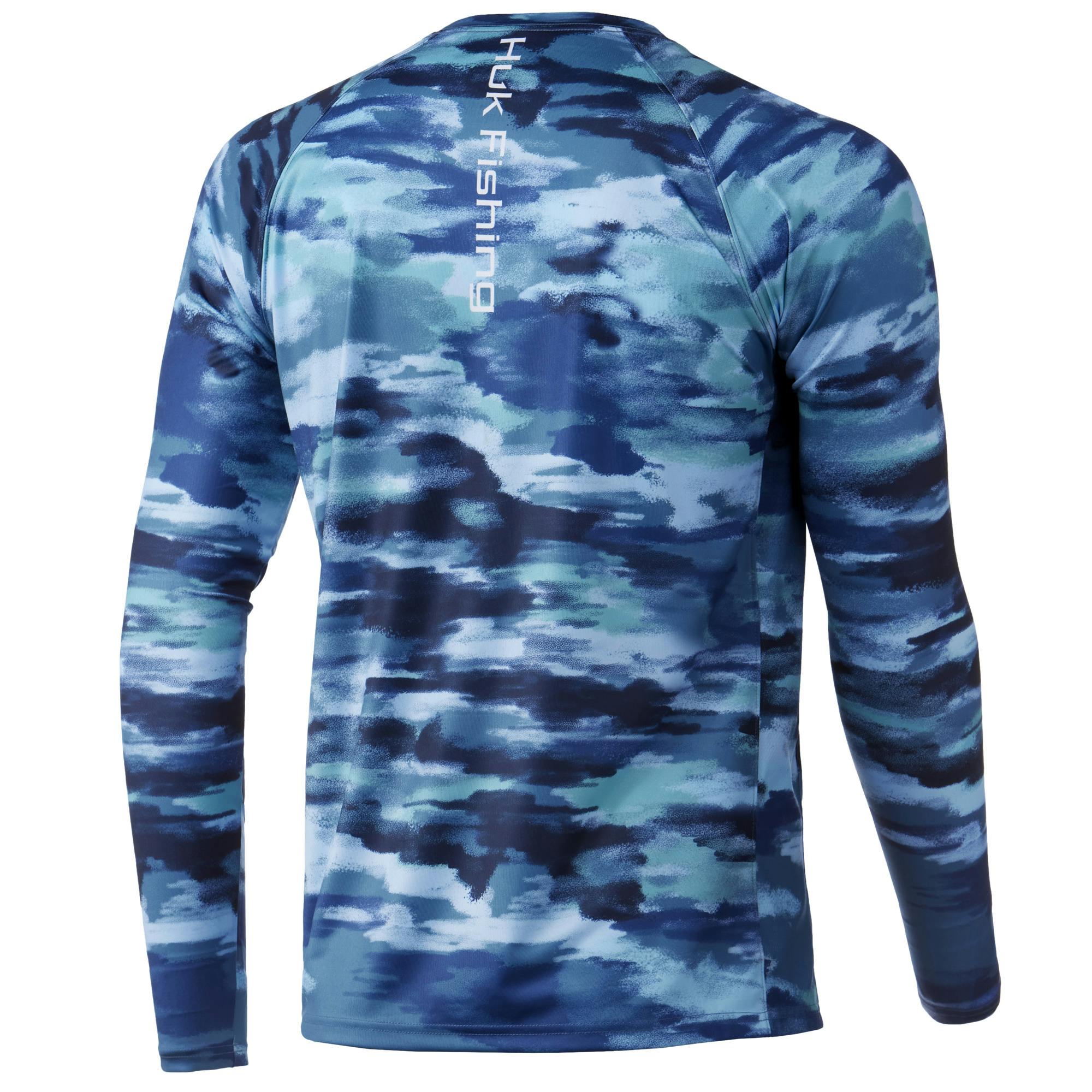 Huk Pursuit Edisto Long Sleeve Performance Shirt Back - Titanium Blue