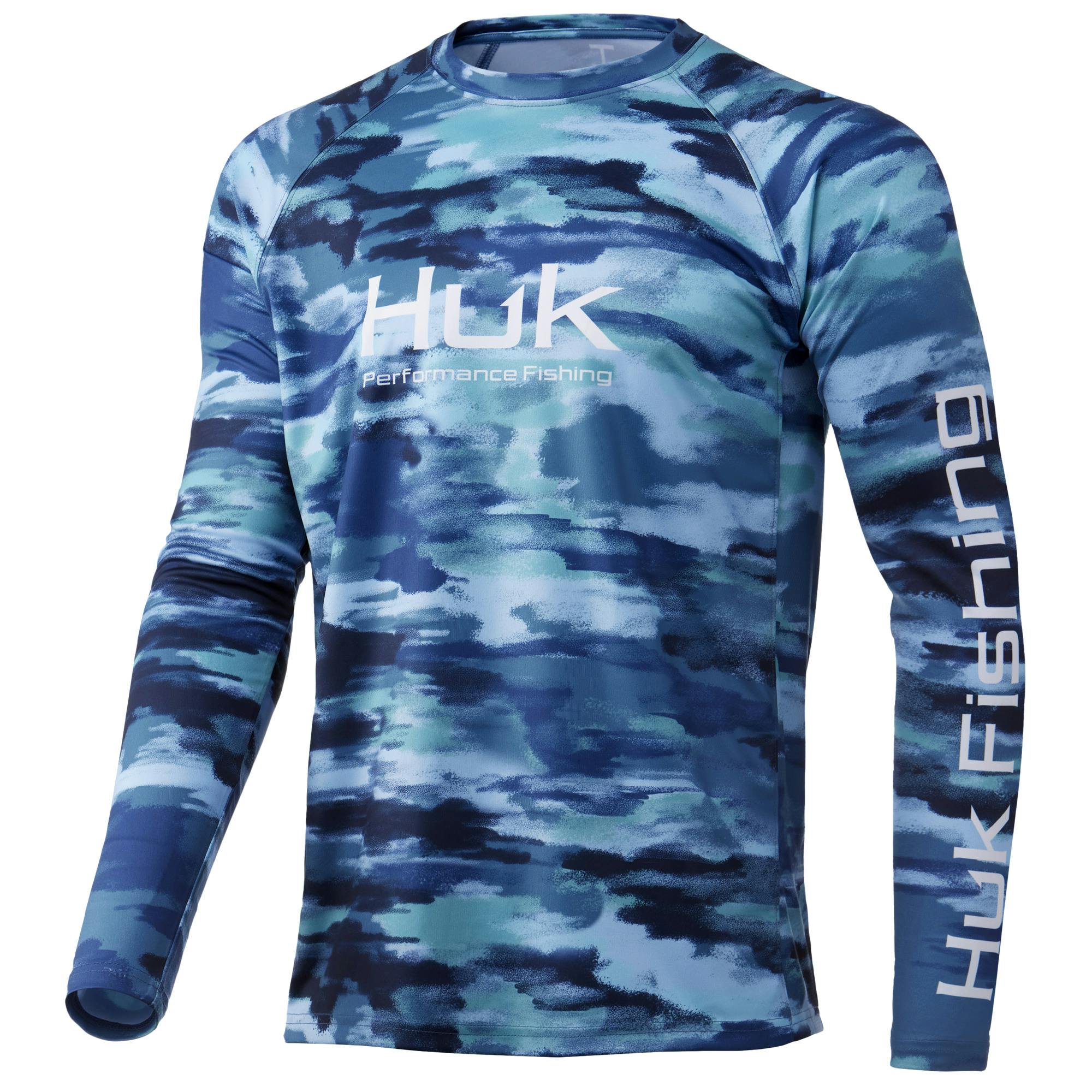 Huk Pursuit Edisto Long Sleeve Performance Shirt Front - Titanium Blue