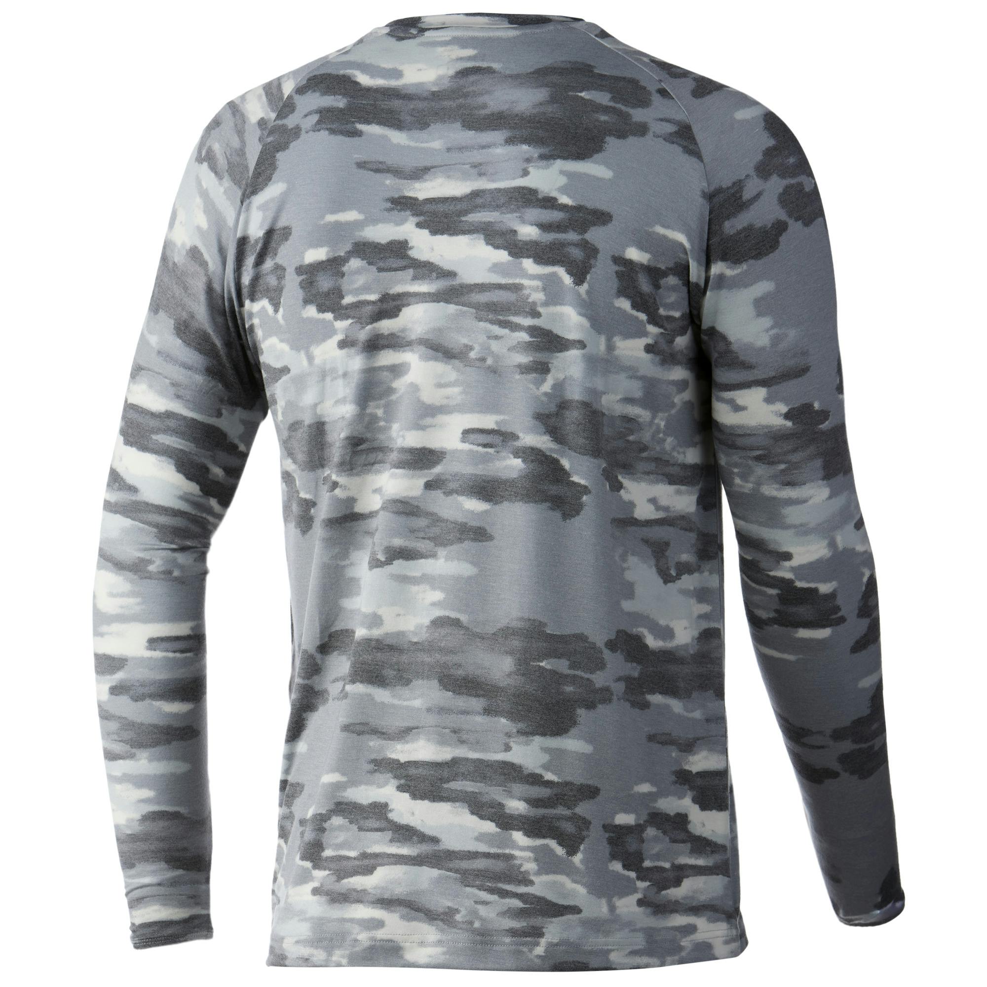 Huk Waypoint Edisto Performance Long Sleeve Shirt Back - Overcast Grey