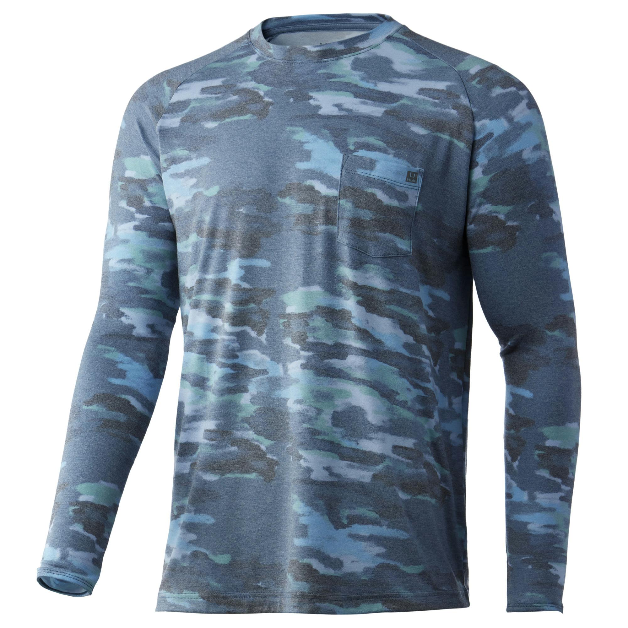 Huk Waypoint Edisto Performance Long Sleeve Shirt Front - Titanium Blue