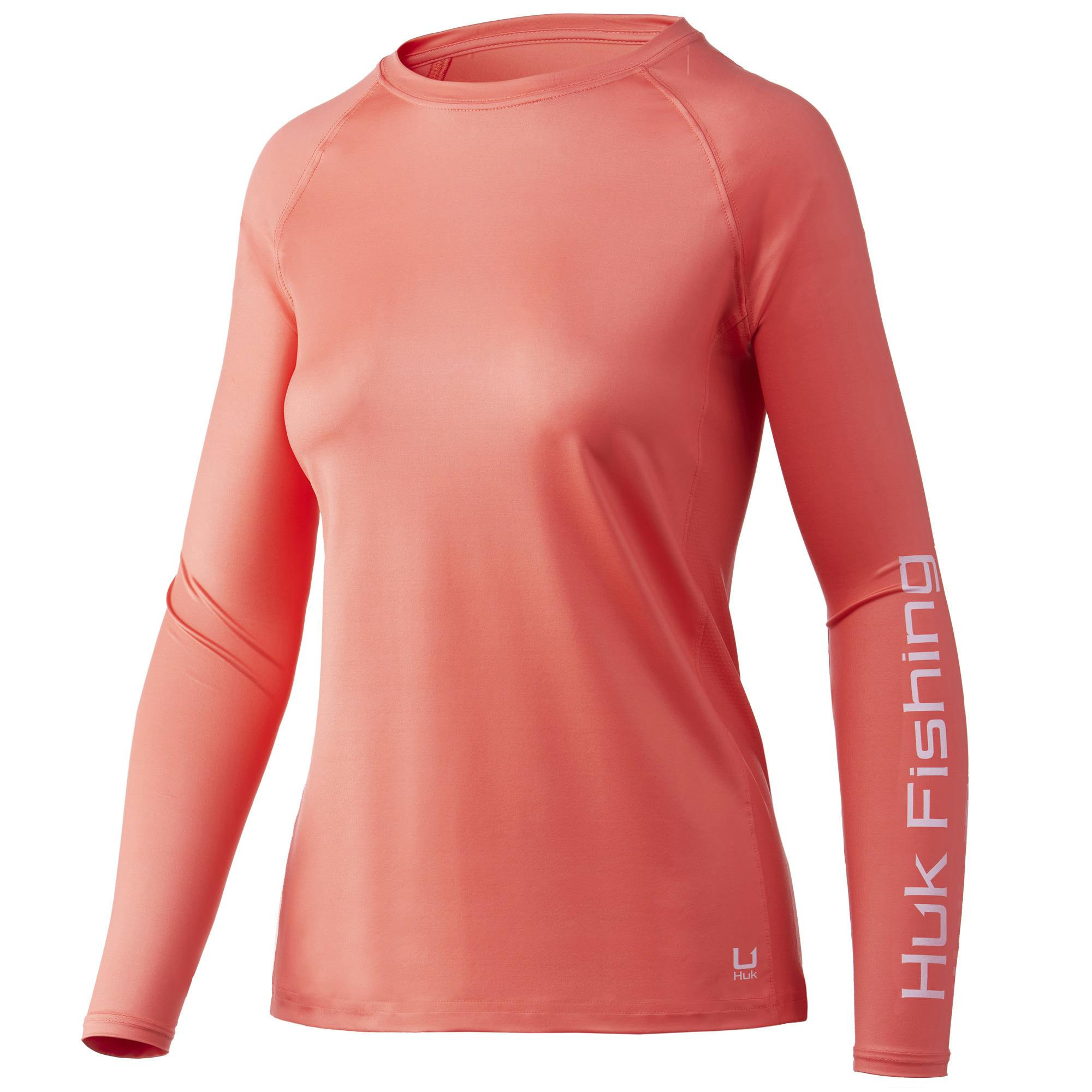 Huk Pursuit Long Sleeve Performance Shirt (Women's) Front - Hot Coral
