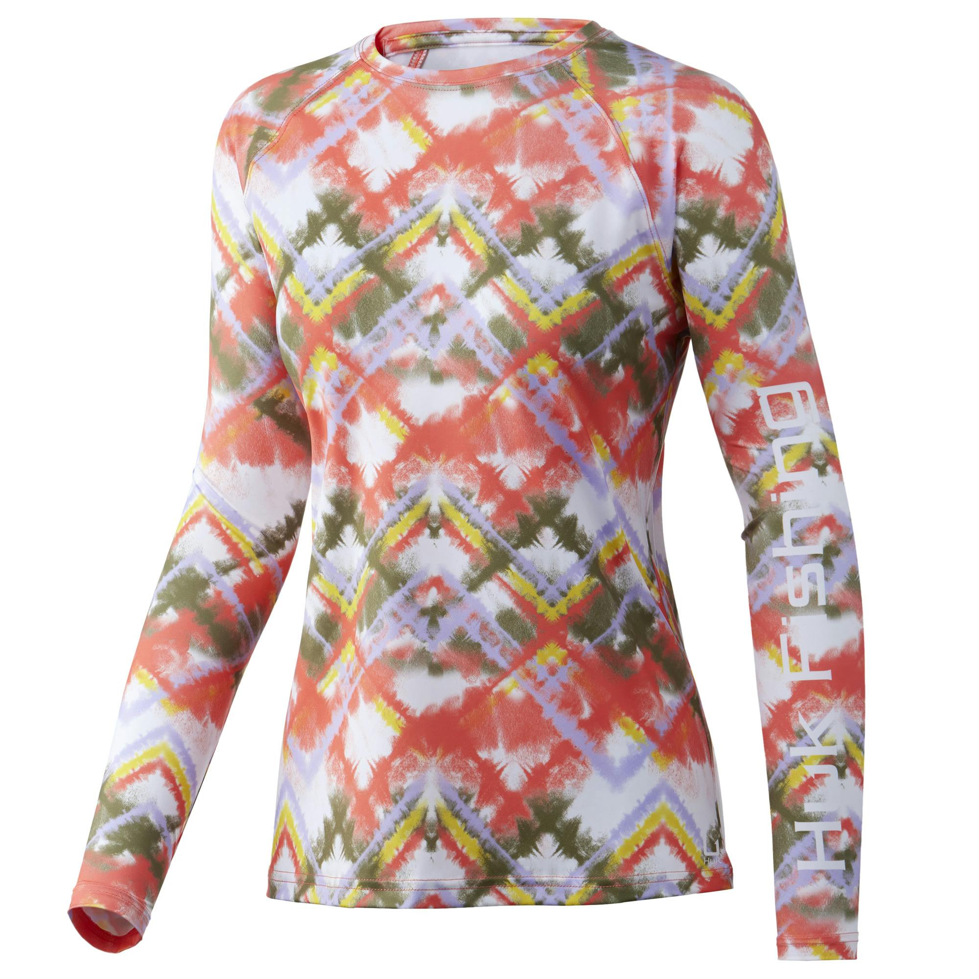 Huk Roy Troy Pursuit Performance Long Sleeve Shirt (Women's) Front - Hot Coral