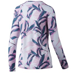 Huk Tall Leaves Pursuit Long Sleeve Performance Shirt (Women's) Back - Barely Pink Thumbnail}