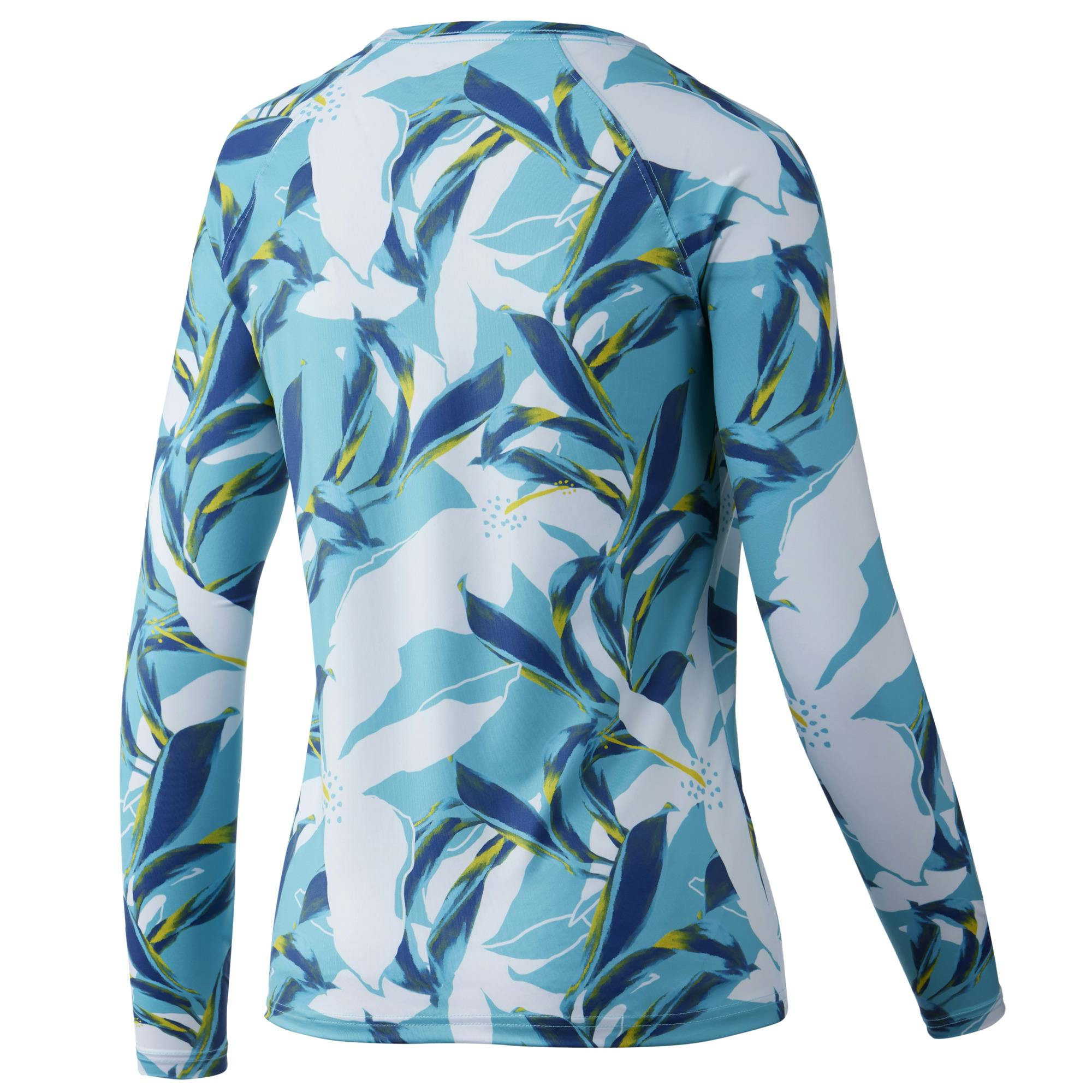 Huk Tall Leaves Pursuit Long Sleeve Performance Shirt (Women's) Front - Blue Radiance