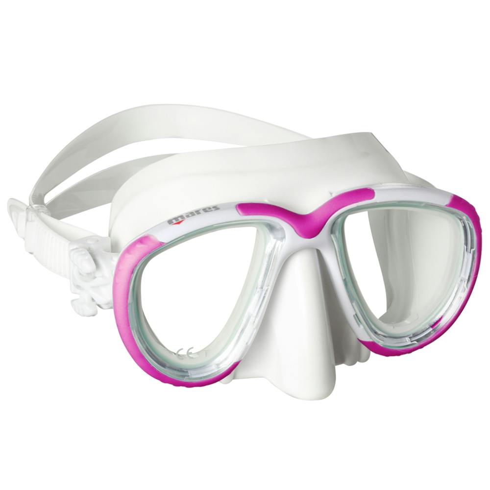Mares Tana Mask and HEAD Marlin Dry Snorkel Combo - Pink/White Mask