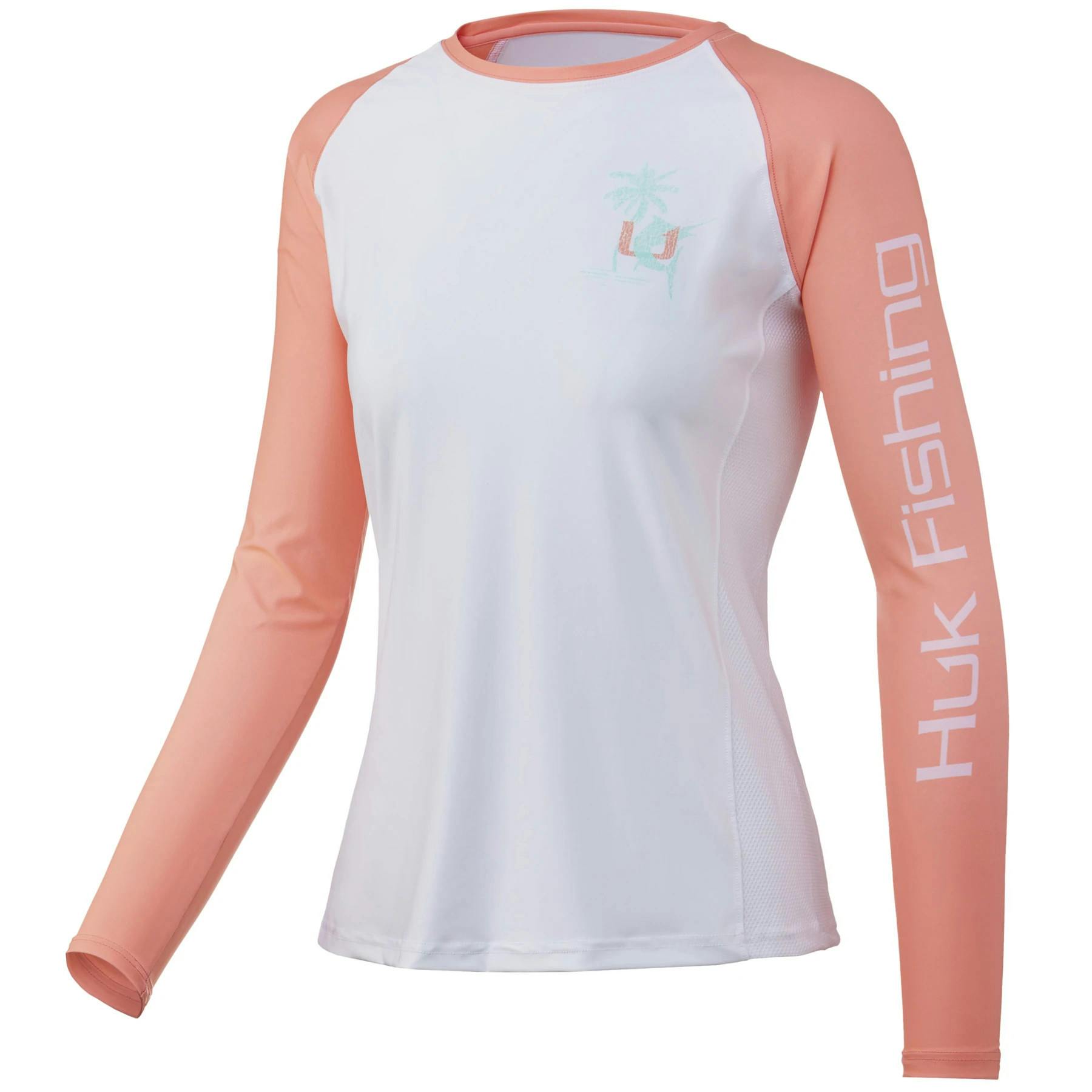 Huk Women's Marlin Palm Horizon Double Header Performance Shirt Front - Desert Flower