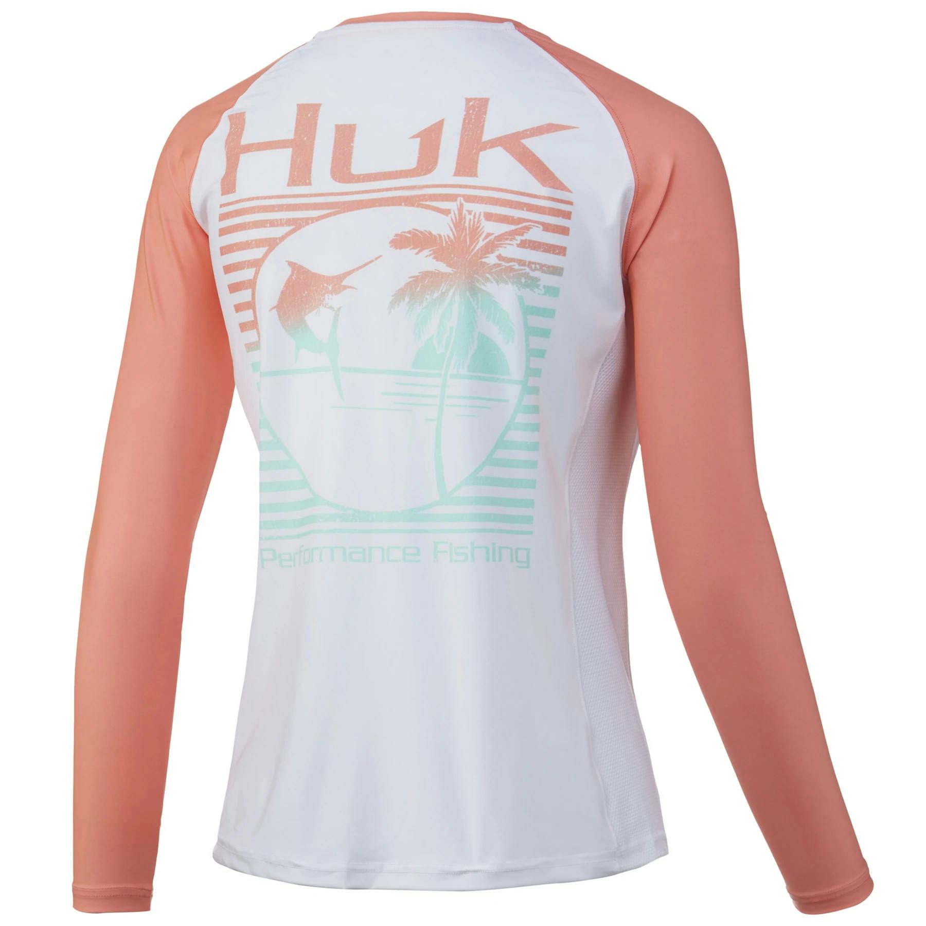 Huk Women's Marlin Palm Horizon Double Header Performance Shirt Back - Desert Flower