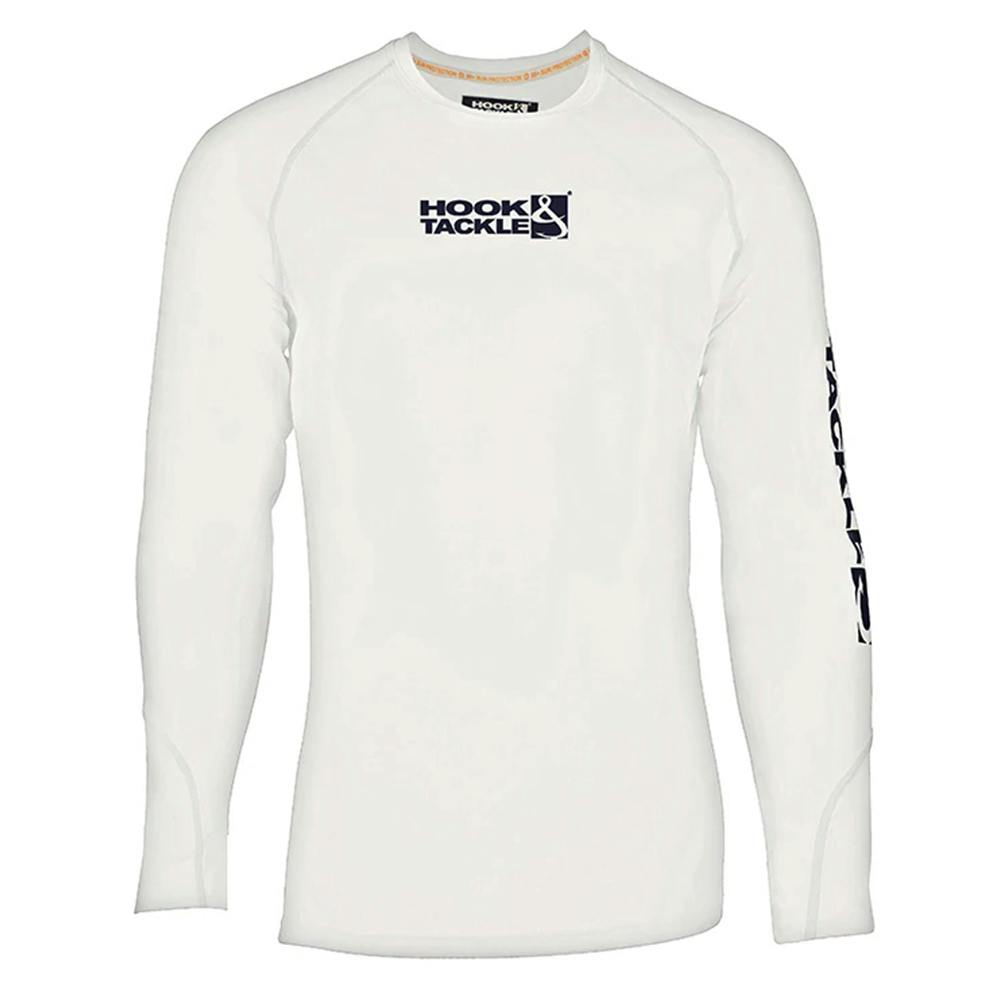 Hook & Tackle American Fish Long Sleeve Performance Shirt Front - White