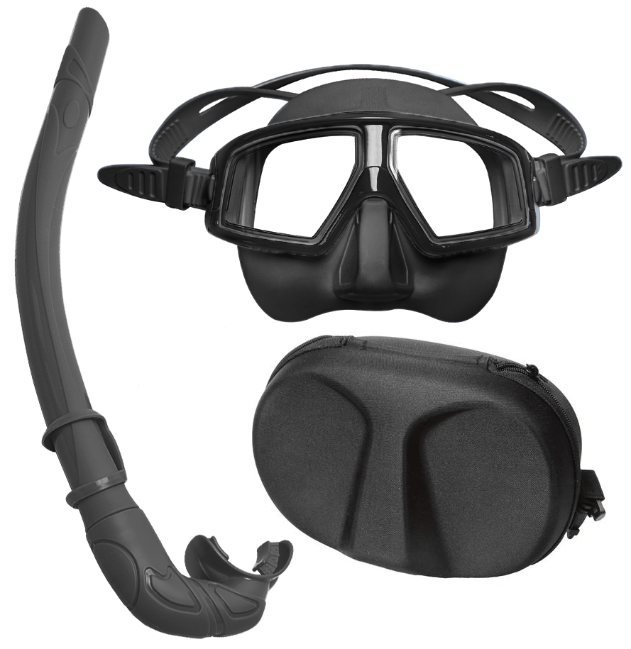 Hammerhead Pure Freediver Mask & Snorkel Combo with Case - Black