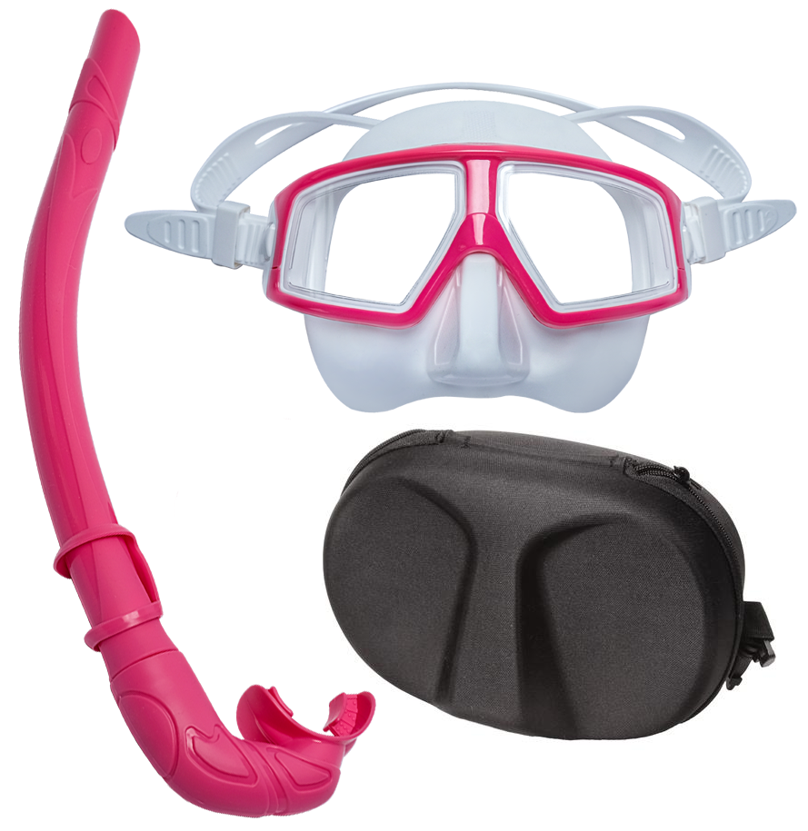 Hammerhead Pure Freediver Mask & Snorkel Combo with Case - White / Pink