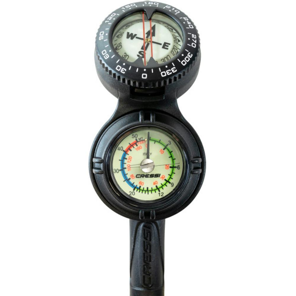 Cressi Console CPD3 (Compass, Pressure, and Depth) Gauges (Global Fluo) Front Close Up