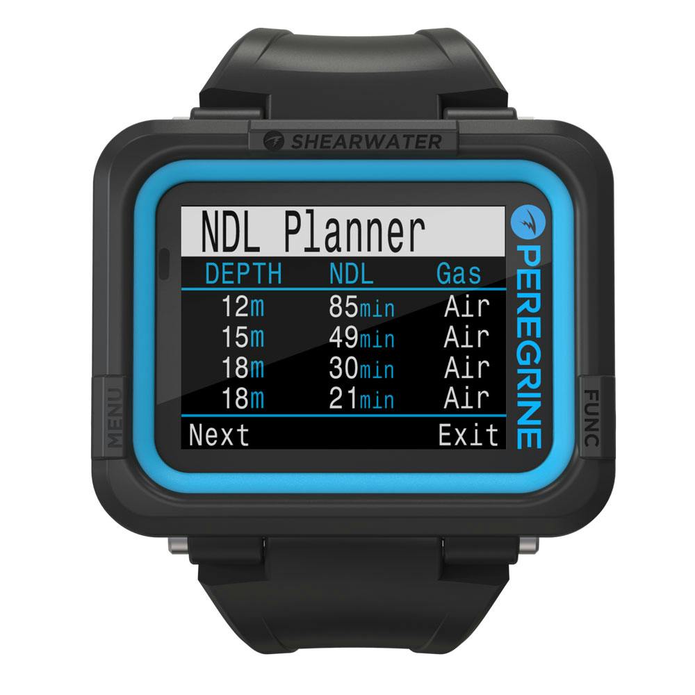 Shearwater Peregrine Wrist Dive Computer NCL Planner Screen
