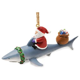 Cape Shore Santa Riding Shark Ornament Thumbnail}