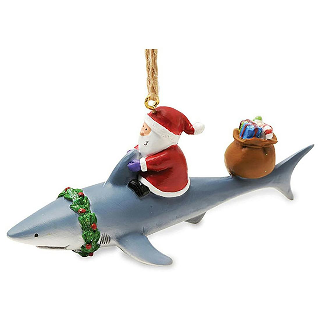 Cape Shore Santa Riding Shark Ornament