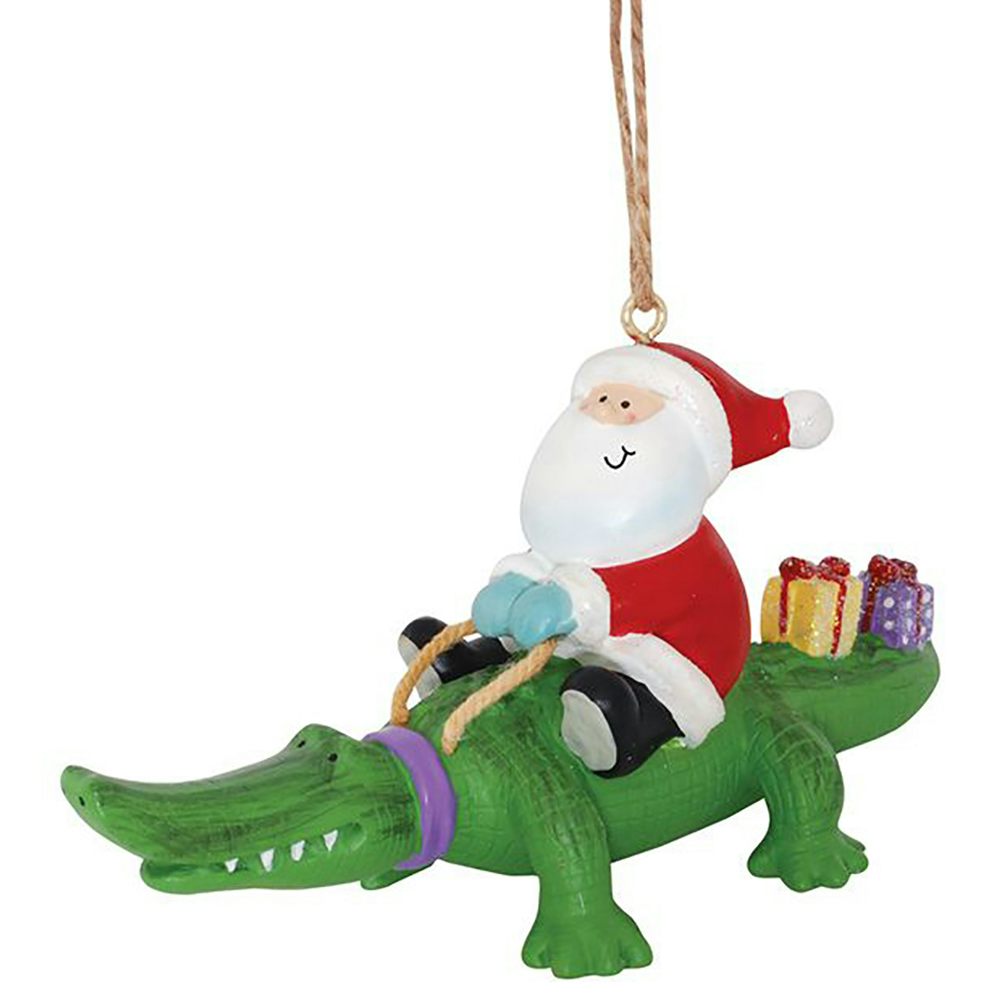 Cape Shore Santa On Alligator Ornament