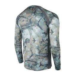 Pelagic Vaportek Fishing Shirt (Men's) Back - Army Thumbnail}