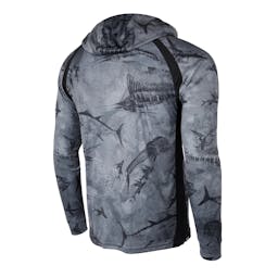 Pelagic Vaportek Hooded Fishing Shirt (Men’s) Back - Black Thumbnail}