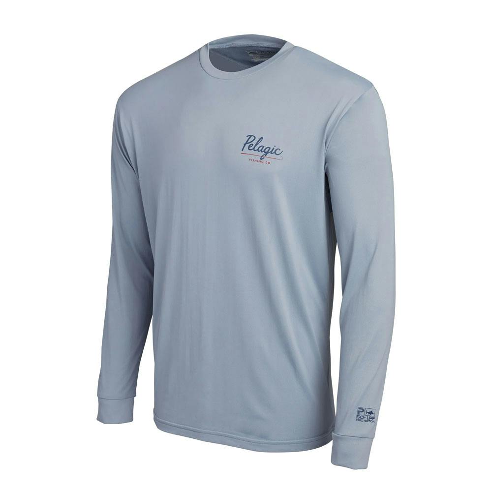 Pelagic Aquatek Gaffer Long Sleeve Performance Shirt (Men's) - Slate Front View