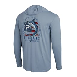 Pelagic Aquatek Patriot Hooded Long Sleeve Shirt - Back Thumbnail}
