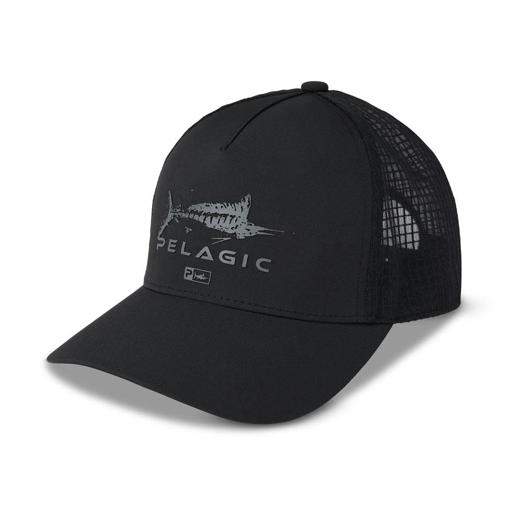 Pelagic Echo Gyotaku Performance Trucker Hat - Black Left View
