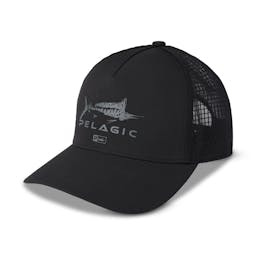 Pelagic Echo Gyotaku Performance Trucker Hat - Black Left View Thumbnail}