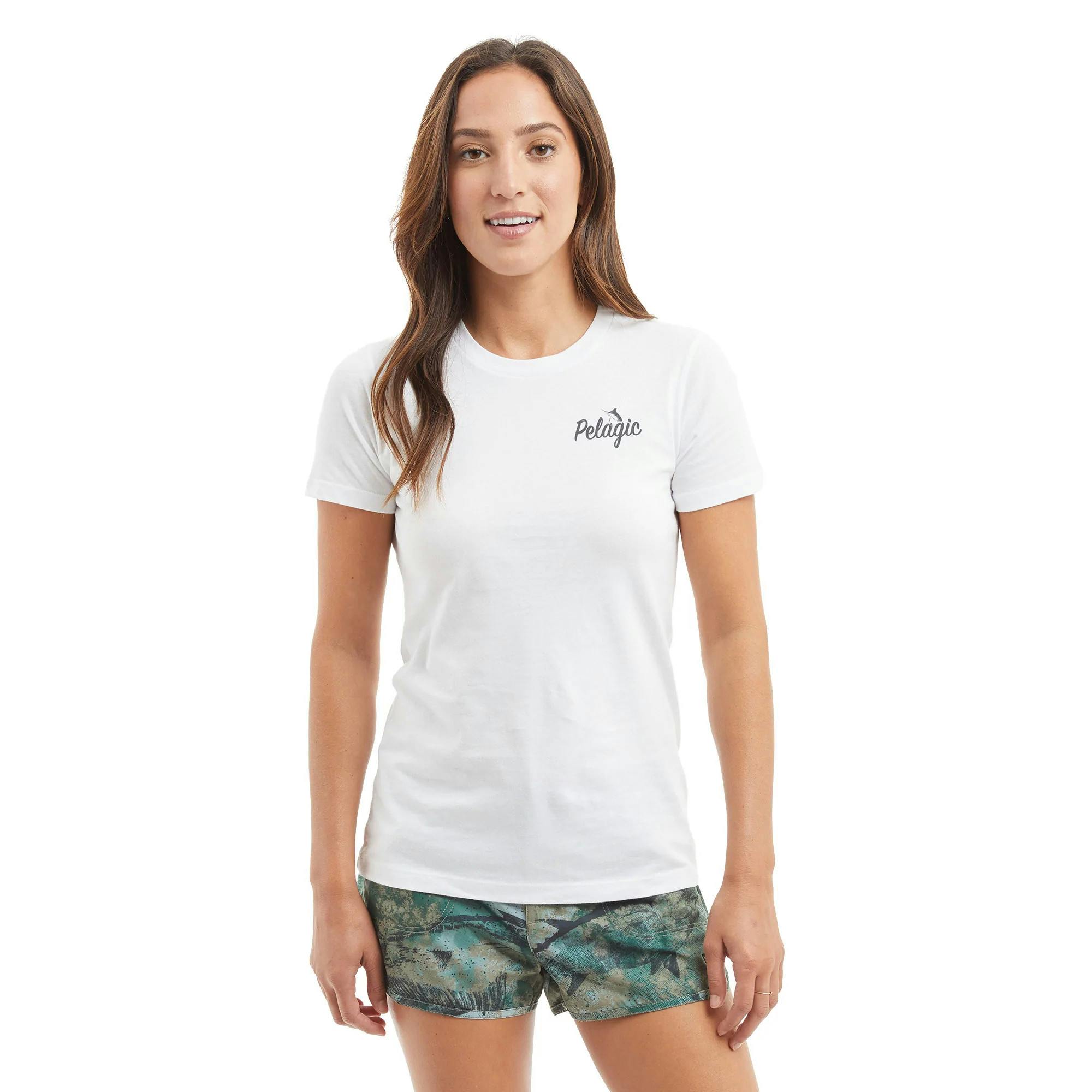 Pelagic Island Time T-Shirt (Women's) Front Model - White