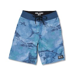 Pelagic Deep Drop Boardshorts (Youth) Front - Blue Thumbnail}