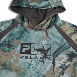 Pelagic Vaportek Hooded Fishing Shirt (Kid's) Hood Thumbnail}