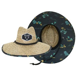EVO Straw Lifeguard Hat - Tunnels (Men's) Front and Bottom View Thumbnail}