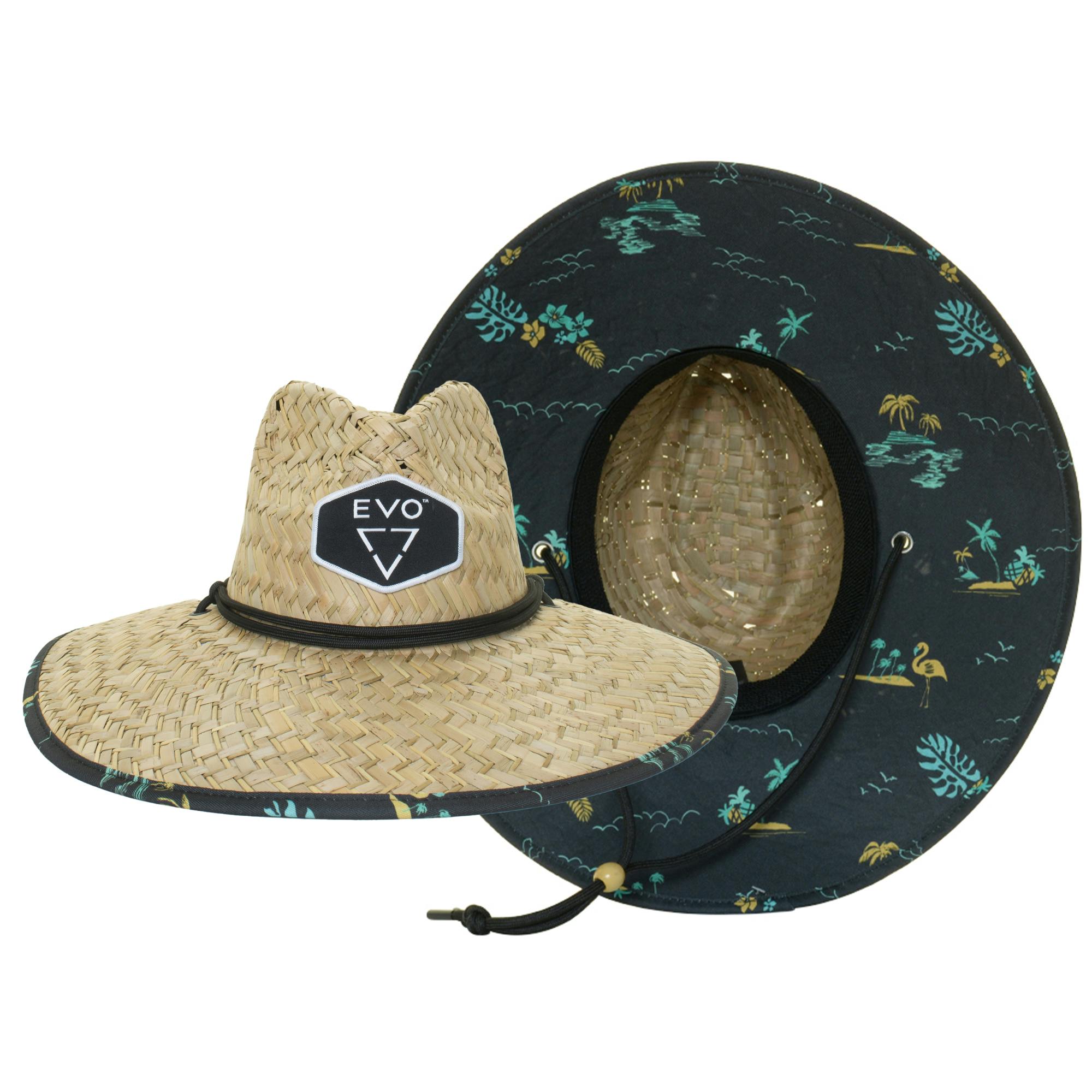 EVO Straw Lifeguard Hat - Tunnels (Men's) Front and Bottom View