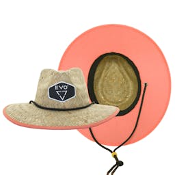 EVO Straw Lifeguard Hat - Jetty Coral (Women's) Front and Bottom View Thumbnail}